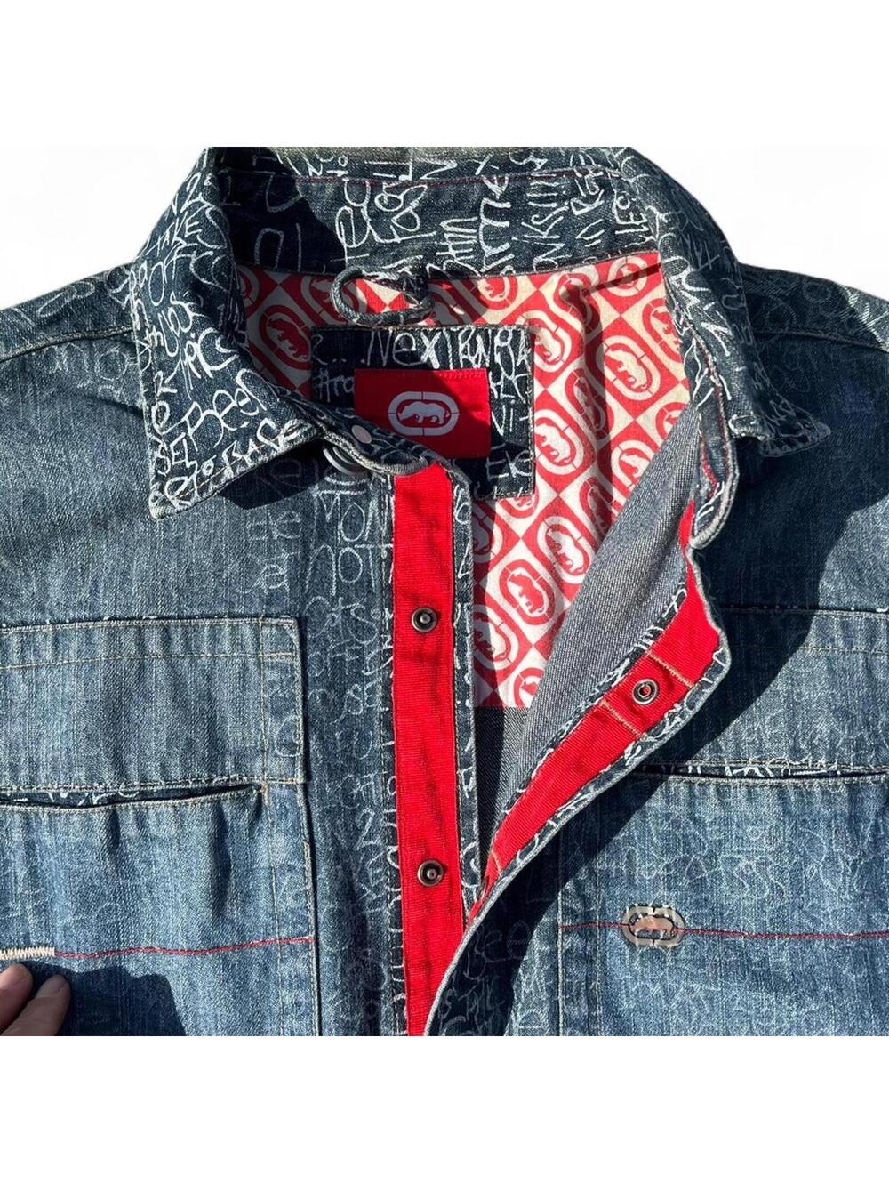 42-Echo denim jacket with all-over print, featuring a unique design - Picture 7 of 8